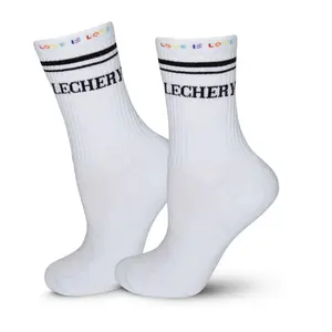 LECHERY Unisex Varsity Striped Pride Half-CrewSocks 1-Pair