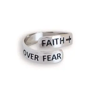 Always Blessed Faith Over Fear Wide Sterling Silver Ring | Christian Fashion | Christian Jewelry For Women | Faith In God | Christian Ring | Christian Gifts | Jewelry For Women | Rings For Men | Unique Christian Jewelry | One Size Fits All