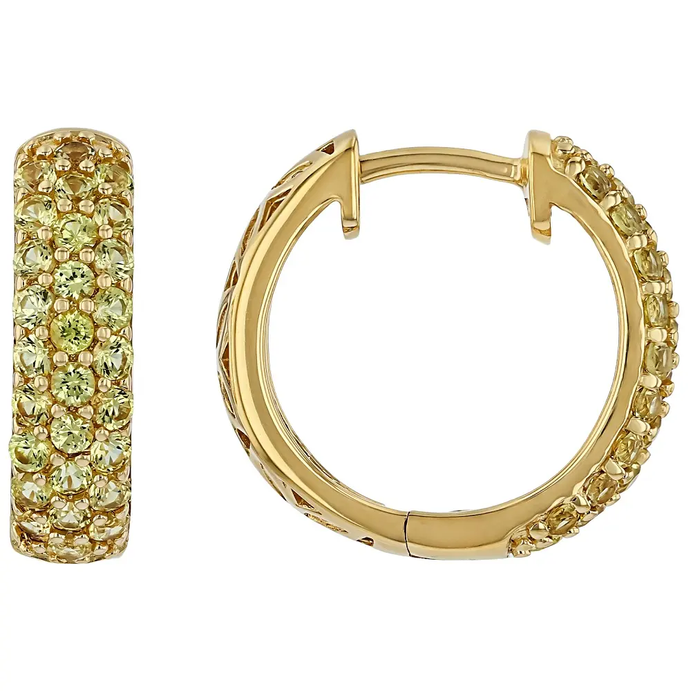 JTV Yellow Sapphire 18K Yellow Gold Over Sterling Silver Hoop Earrings 0.81ctw