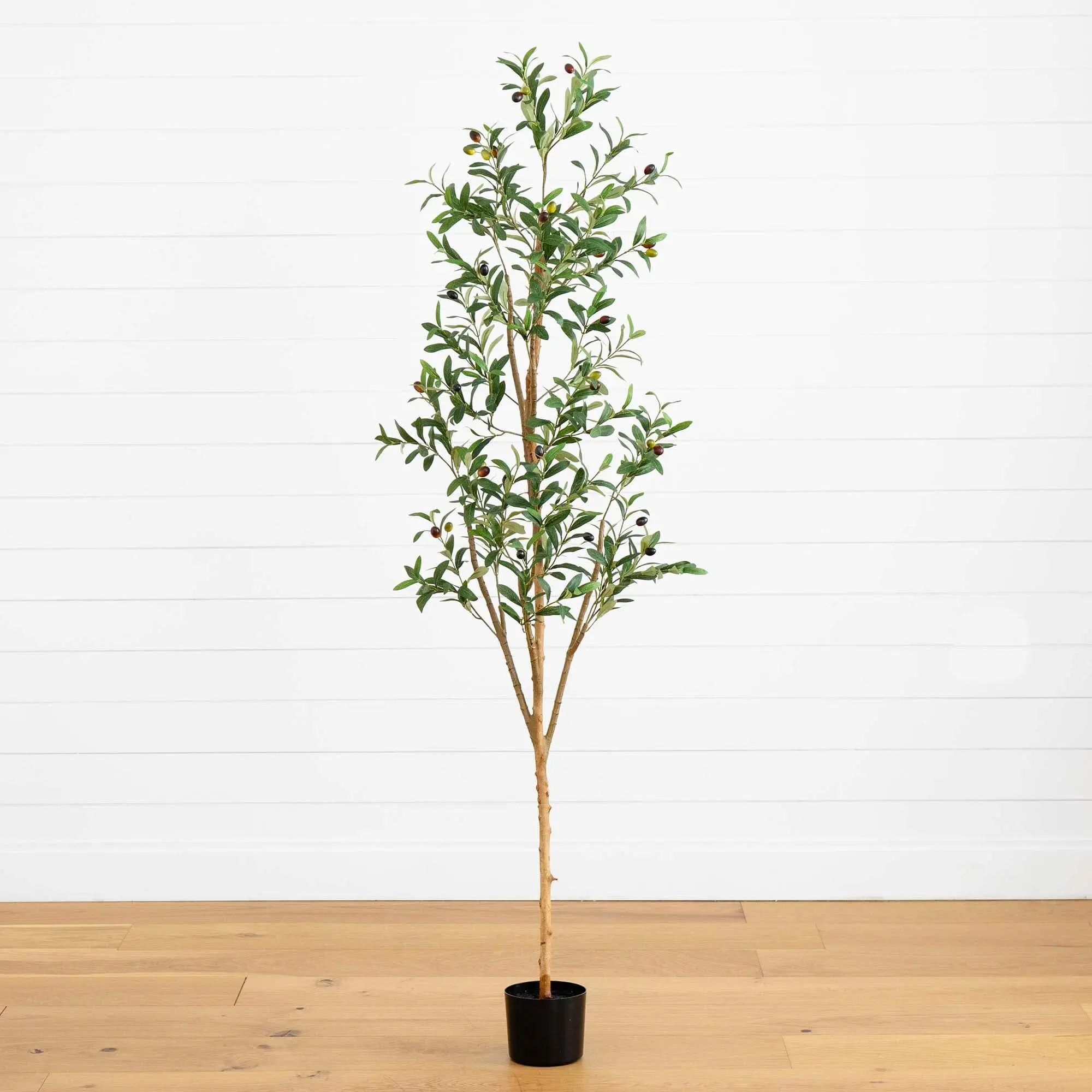 6ft Artificial Olive Tree with Natural Trunk - Decorative Fake Tree for Home, Office Decor, Natural Look Botanical Aesthetic Decorative Artificial Plant, Fruit