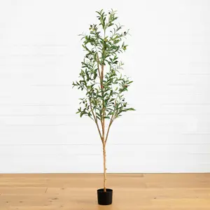 6’ Artificial Olive Tree with Natural Trunk 6’ Artificial Olive Tree with Natural Trunk
