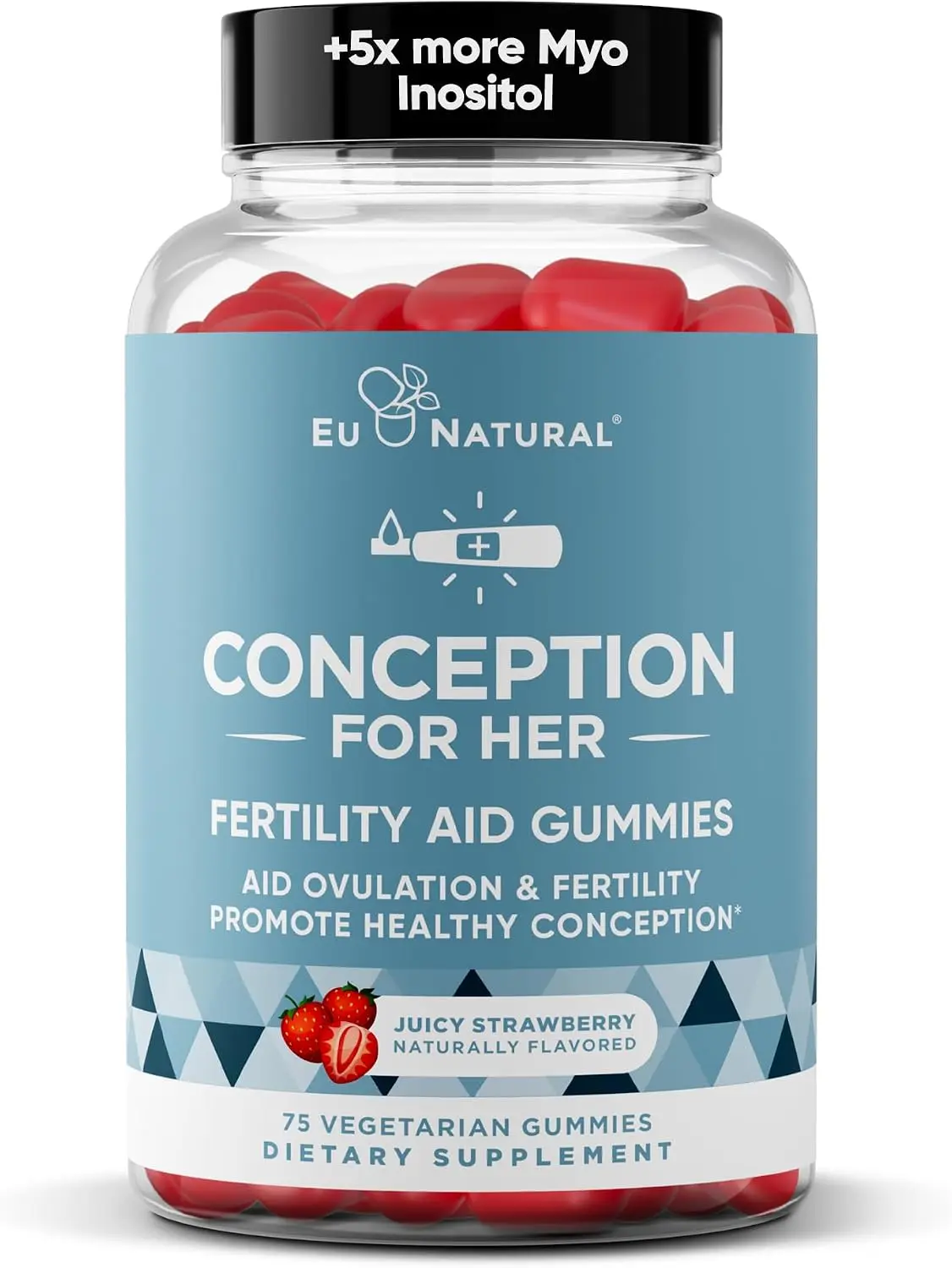 Conception for Her Fertility Gummies with Myo-Inositol, 75 Pectin Gummies | Supports ovulation, hormone balance & reproductive health with Folate & essential nutrients in delicious strawberry flavor Healthcare