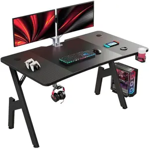 A-Frame Gaming Desk | 47-inch/57-inch Ecofurnix Carbon Fibre Home Office Desk | Black Tech-inspired Design, Easy Assembly, Stable and Sturdy Construction, Includes Headphone Hook and Cup Holderce Compute summerwins