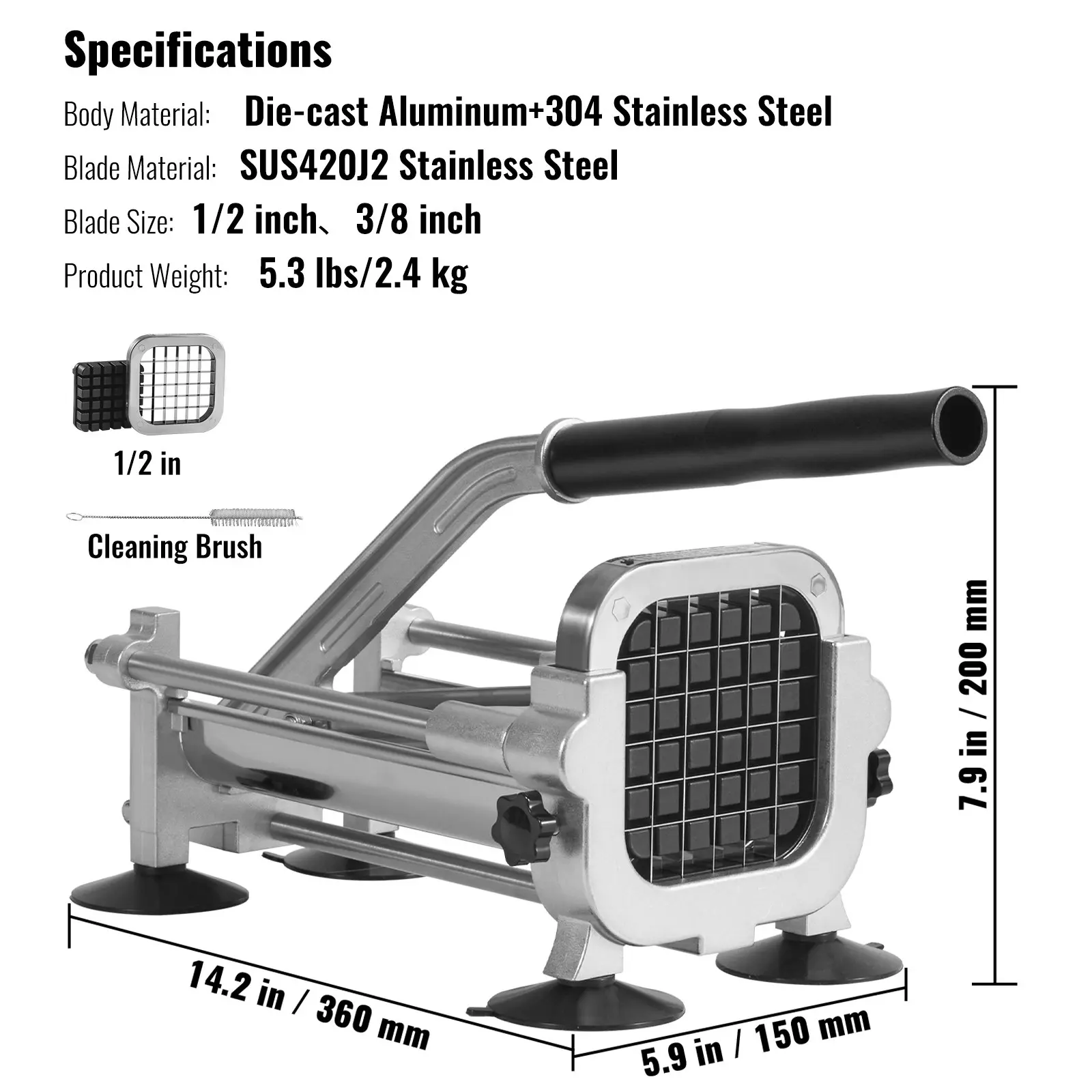 1/2 inch--Stainless steel
