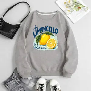 La LIMONCELLO lemon theme Women's Autumn/Winter Fashion Round Neck Sweatshirt, Back To School Outfits Sale, Casual Daily Wear Fall Women Clothes Tops, Streetwear Tops