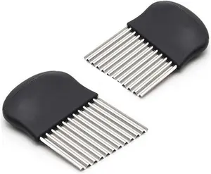 Crinkle Chopper, French Fries Potato Cutters Fruit Vegetable Wavy Chopper Knife Stainless Steel Blade Cutting Tool, Set of 2