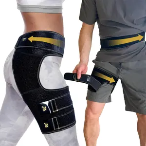 Hip Brace for Women & Men, Adjustable Hip and Thigh Compression Wrap, Left or Right Wear, Groin, Hamstring and Upper Thigh Support, One Size