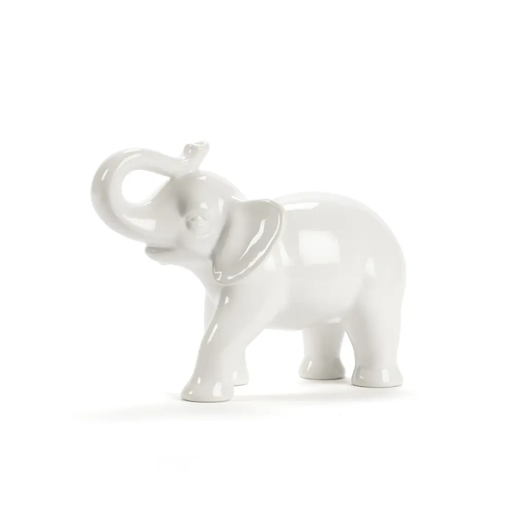212 MAIN 7 in. Ceramic Elephant Figurine - Medium-Size Animal Decorative Ornament, Ceramic-Molded Piece with Clean Lines for Indoor Home Decor Accessory, Animal Decorative Figurines, Ceramic-Molded Figurines