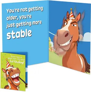 Funny Horse Musical Birthday Card, Shaking & Singing  Bday Card, Hilarious Gag Gift for Women Men Friends Coworkers, Unique Birthday Card with Envelope