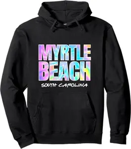 Vintage Tie Dye Myrtle Beach South Carolina Womens Souvenir Pullover Hoodie Top Summer Shirt Womenswear