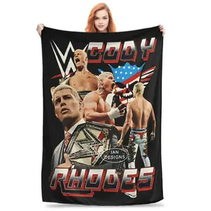 Cody Rhodes Vintage Blankets  Fuzzy Throw Blanket Airplane Travel Personalised Lightweight Bedsprea, Lightweight and comfortable, the perfect holiday gift---Warm Haven Textiles