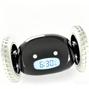 Loud Rolling Alarm Clock on Wheels for Heavy Sleepers Runaway Clock Jumps & Runs to Wake You Up Funny Unique Gift for Adults Teens Kids Bedrooms Black