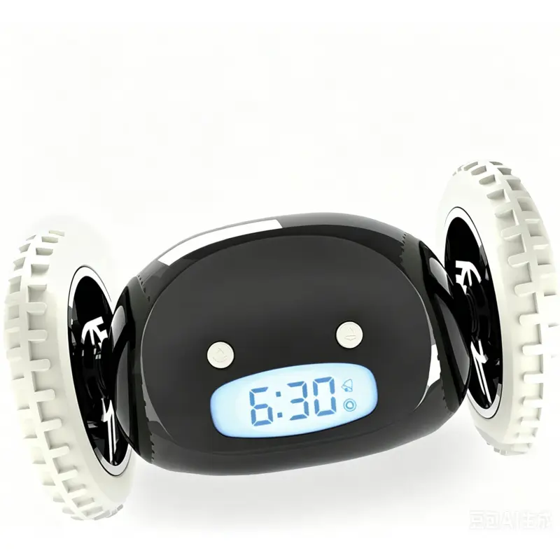Loud Rolling Alarm Clock on Wheels for Heavy Sleepers Runaway Clock Jumps & Runs to Wake You Up Funny Unique Gift for Adults Teens Kids Bedrooms Black