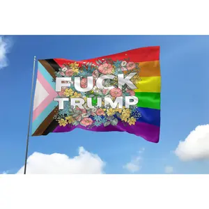 Fdt Anti Tr^mp Lgbtq+ House Flag No Tr^mp Vote 2025 Fdt Funny Sarcasm Election 2025 House Flag Unwy15