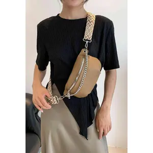 Milla Vegan Leather Sling Bag – Chic Chain Detail & Adjustable Woven Strap – Eco-Friendly Luxe for Everyday Style