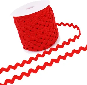 Rick Rack Wave Bending Fringe Trim 40 Yards Red Lace Ribbon RIC Rac Trim for Sewing Clothes  Wrapping Home Party Decoration