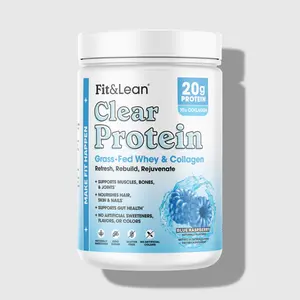 Fit&Lean Clear Protein, Grass-Fed Whey & Collagen, 20g Protein, 10g Collagen, Zero Sugar, Gluten Free, Naturally Sweetened, No Artificial Sweeteners, Flavors, or Colors, 20 Servings