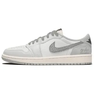 Jordan Air Jordan 1 Low OG "Snake Year/CNY" White Gray Gradient Low-Top Sneakers for Men and Women with Durable Wrapping and Snake-Scale Textures house white official ballerina shoes lipstick monchichi dash cam apple cutting tool
