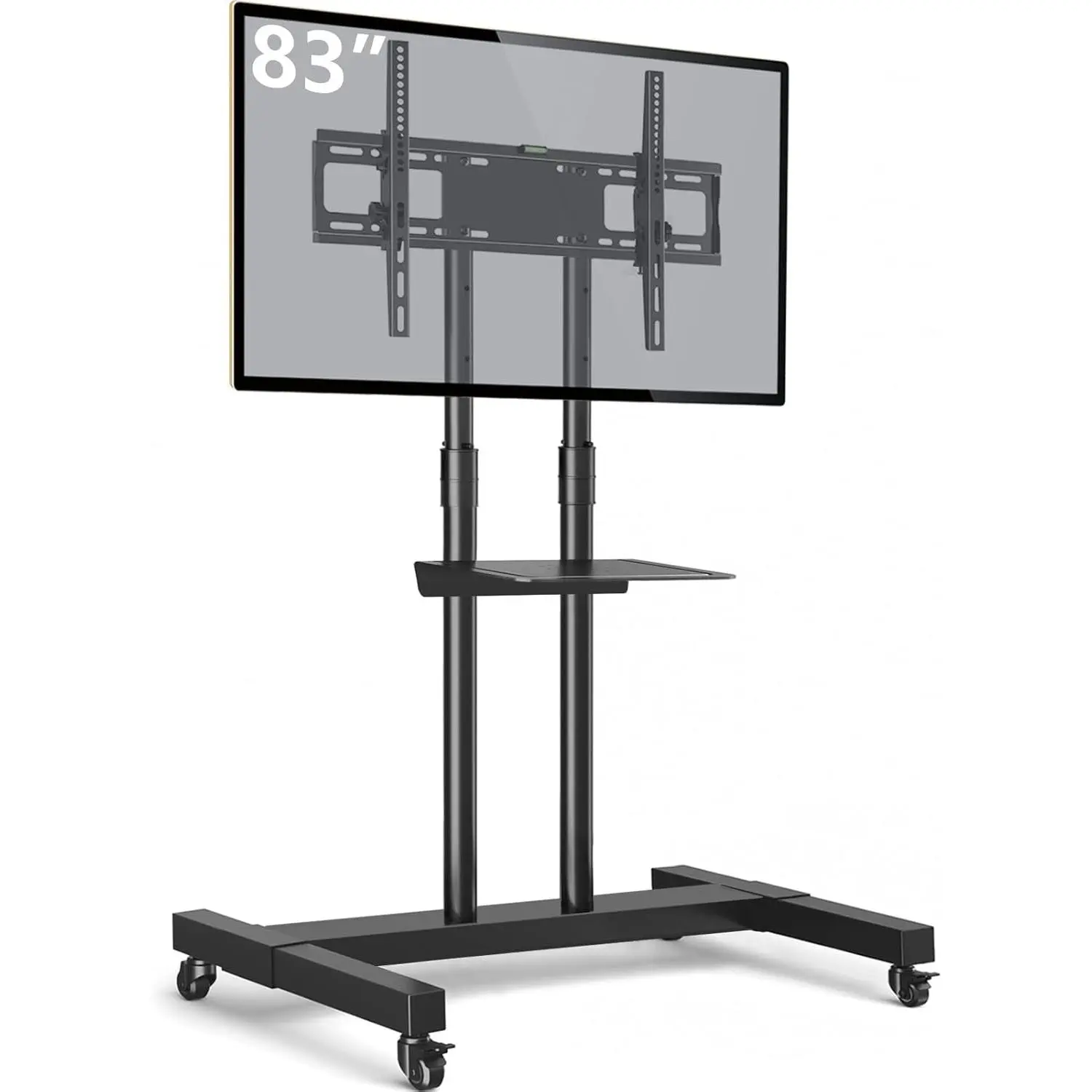 Mobile TV Stand Rolling TV Cart Floor Stand with Mount on Lockable Wheels Height Adjustable for 32-83 Inch TV Stand Flat Screen or Curved TVs Monitors Display Trolley Loading 110 lbs
