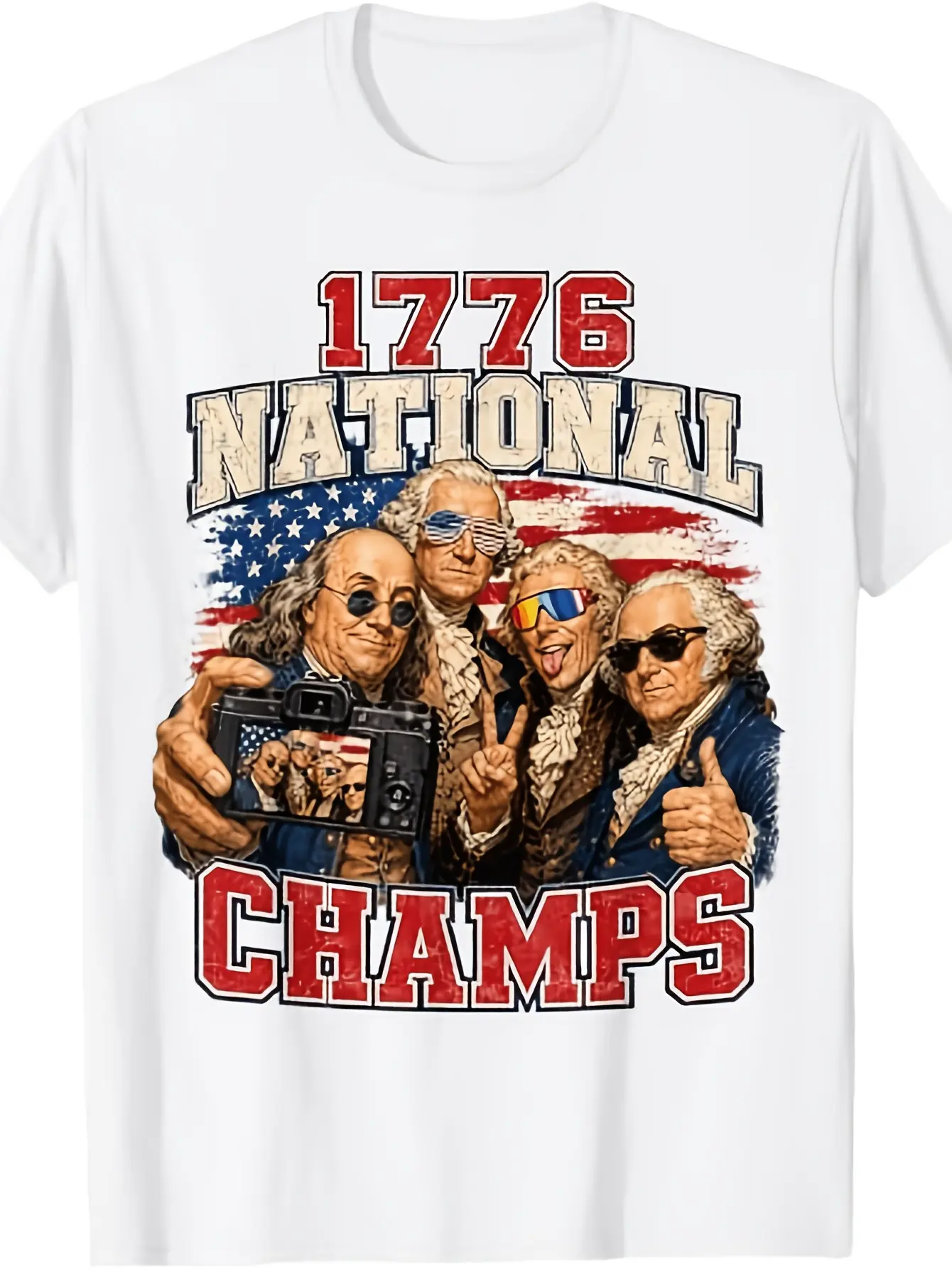 National Champions Patriotic 250 Years USA 1776 National Champs Funny Patriotic America Founding Father T-Shirt Men Medium