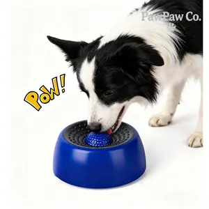 Pet Licking Mat with Suction Cups Slow Feeder Dog Bowls for Liquid Treat, [Built-in Rolling Ball] No Spill Bone Broth Dog Licking Bowl, Multi-Purpose Puppy Yogurt Feeder Bowl for All Breeds Dietary Supplement/Post-op Nutrition Feeding Self-Entertainment