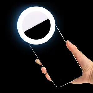 Rechargeable Selfie Ring Light, 28-LED Portable Clip-on Selfie Light, Mini Phone Ring Light with 3 Adjustable Brightness Levels, for Smartphone Photography, Camera Video Shooting, and Girls' Use.