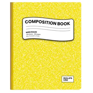 Yellow Marble Composition Notebook - Wide-ruled, 7.5 X 9.8 Inches, 100 Sheets