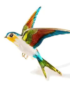 New Cartoon Alloy Rhinestone Oil Drop Colorful Swallow Brooch, Fashionable Accessory for Clothing Decoration, Unique Gift Idea