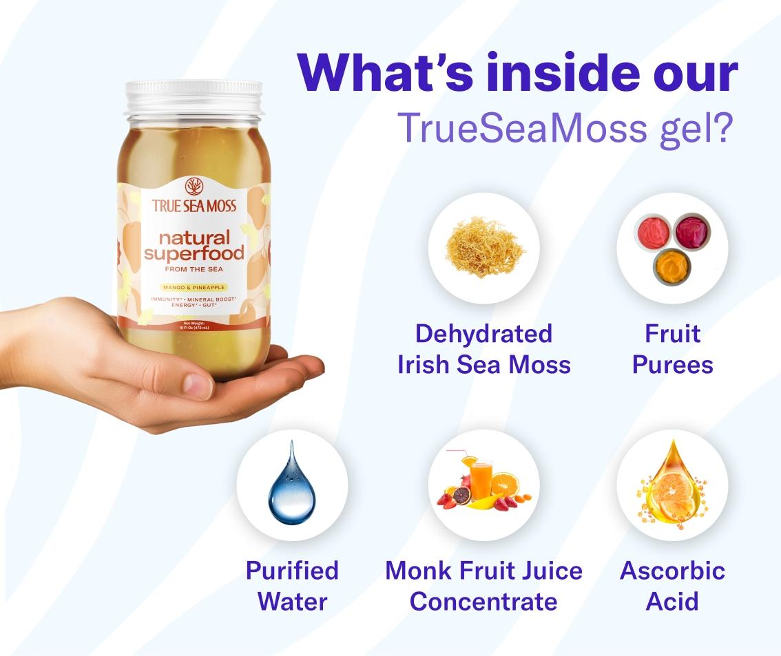 True Sea Moss Irish Sea Moss Gel | Multiple Flavors – Rich in Essential Minerals & Vitamins – supports vitality