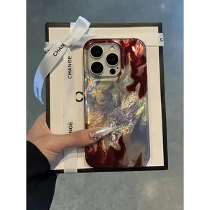 Flame Gradient Phone Case for use with iphone 17 air 16 pro max 15 plus 14 pro 13/12/11 X/XS XSMAX artistic fresh aesthetic trendy phone cases holographic luxury phone case Y2K water glitter