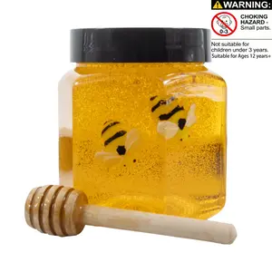 200ml DIY Handmade Jelly Clear Crunchy Scented Slime Toy, Little Lovely Bee Design Stress Relieve Plasticine Clay Toy, Ideal for Boys Girls Party Favors, Soft Squishy