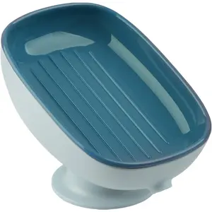 Soap Holder Self Draining for Sink Soap Holder Suction Cup Bar Soap Holder for Kitchen Bathtub - Blue