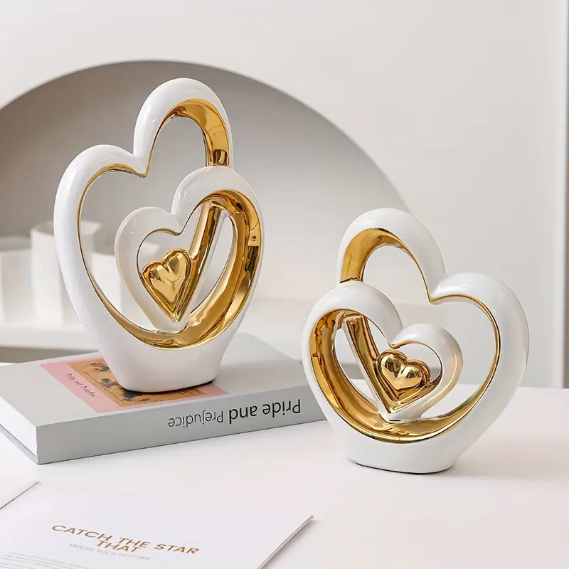 Creative Ceramic Heart-Shaped Decorative Bottle Ornament, Modern Abstract Decoration, Luxury High-End Home Living Room TV Cabinet Artpiece, Home Decor Accessory, Home Decor Supplies, Ceramic Ornaments, Interior Decoration Accessories, Decoration It,pantas