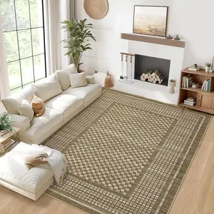 GARVEE Large Living Room Area Rug 8x10 - Machine Washable Modern Rugs Boho Neutral Rug Non Slip Non-Shedding Low Pile Farmhouse Carpet for Bedroom Nursery Classroom Dorm 8'x10' Brown