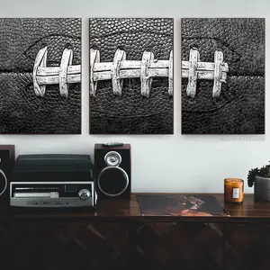 Set of 3 Black and White Football Prints, American Football  Gift, Sports Wall Art, Teen Boys Room Decor, Kids Artwork