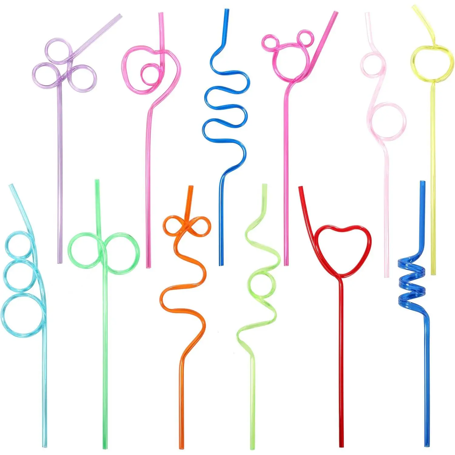 36 count Crazy Straws, Colorful Funny Straws for  Reusable Silly Straws for , Great for Parties and Birthday Party