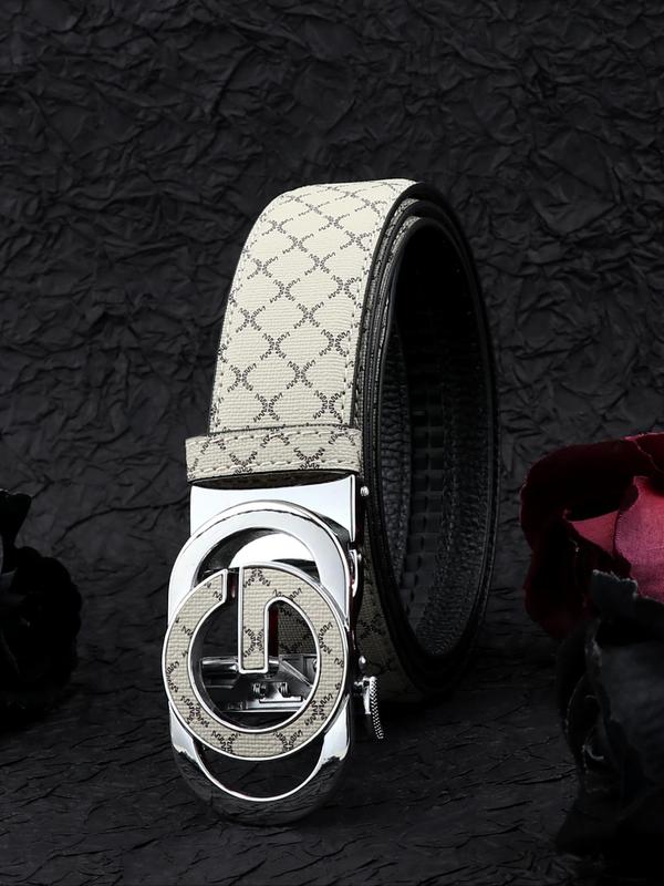 Men's Fashionable Plaid Pattern Buckles Belt, Casual Business Belt for Party, Daily Clothing Decor, Trendy All-match & Exquisite Belt for Birthday Gift, Artisan Leather Belt