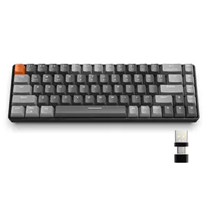 ATTACK SHARK RK68 Wireless Ergonomic Mechanical Keyboard, 60% Compact 68-Key Hot Swappable Gaming Keyboard with Dual Mode 2-in-1 Receiver, Keyboard for PC Mac Xbox Smartphone, Durable Keyboard