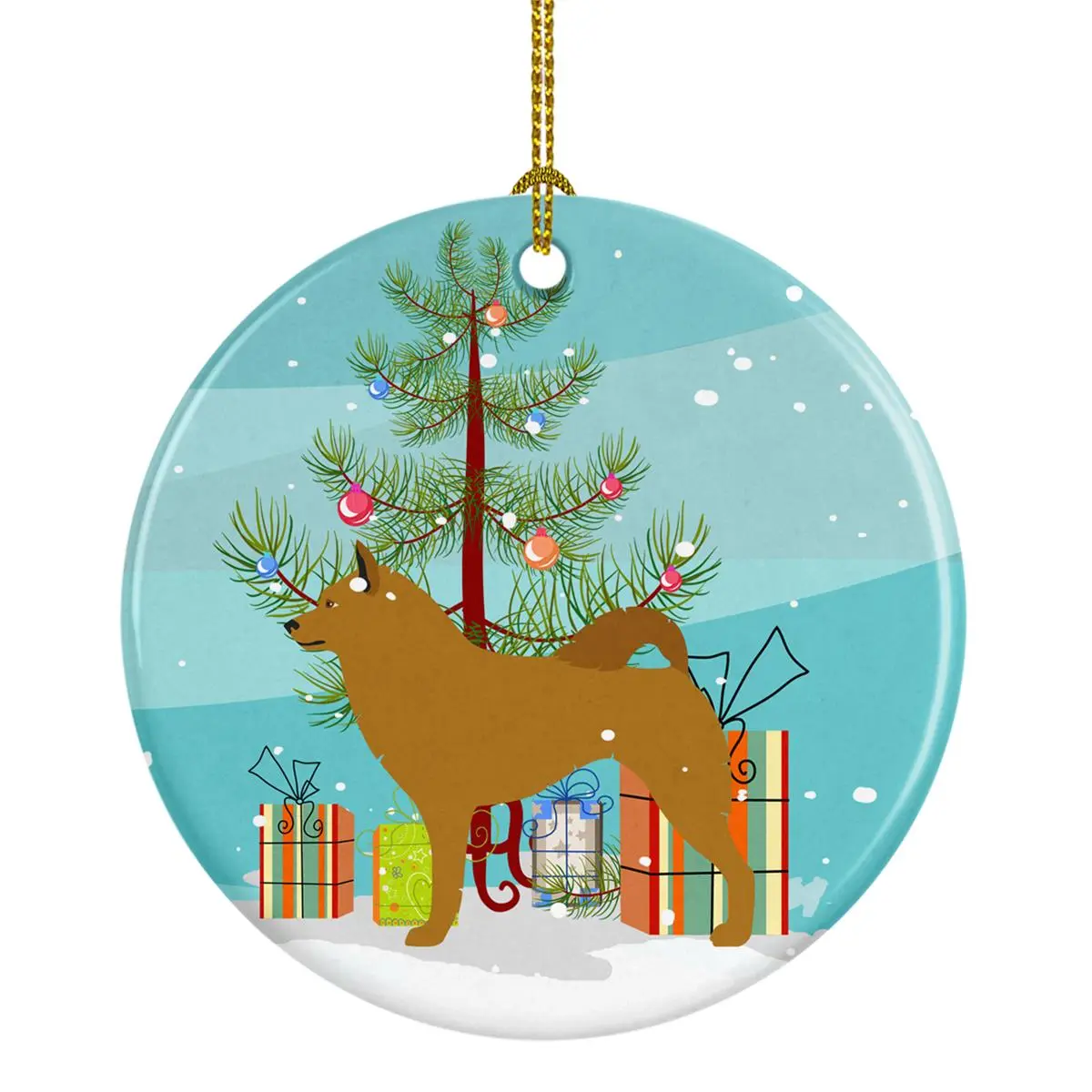 Finnish Spitz Christmas Ceramic Ornament