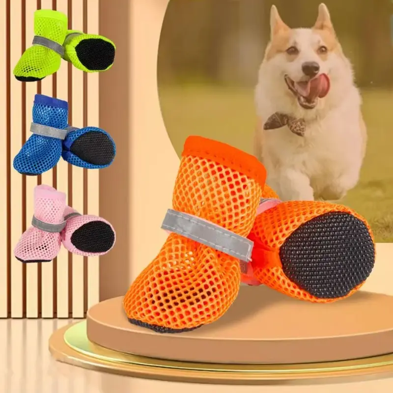 Small Dog Breathable Mesh Outdoor Paw Protector Booties - Nonslip Sole Footwear for Small-Medium Dogs, Hot Pavement Buffer, Lawn & Hardwood Floor Guard, Back-to-School Pet Accessory