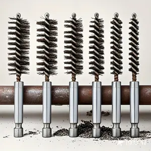 1pc Stainless 7 in 1Steel Wire Brush Kit Various Specifications Screw Burr Cleaning Rust Remover Polisher 1/4 Hex Shank for Dusting Stain Removal and Polishing