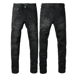 Jeans brand Jeans Men's Jeans Casual Comfort Holes Fashionable Straight Skinny Slim Fit Jeans, Ripped Stretch Jeans Denim Pants