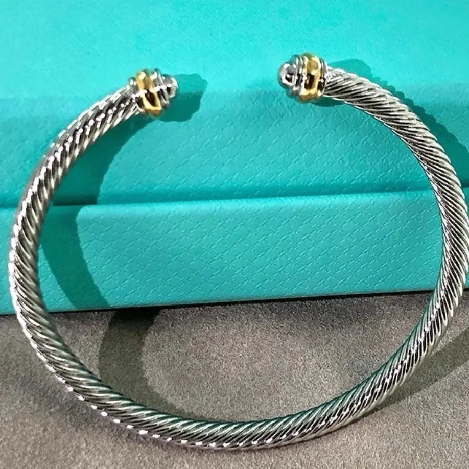 Two Toned Wist Cable Cuff Bracelet for Women - Stylish Twist Cable Design with Durable Materials and Versatile Color Matching