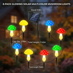 Solar-powered mushroom-shaped garden light, 1 set outdoor decorative lamp, outdoor decoration light, solar garden LED light for yard, patio, and path, outdoor lights