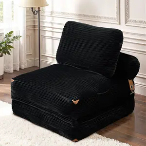 CAODOC Foldable Cloud Sofa Bed Luxury Corduroy Convertible Sleeper Chair with Pillow Fold Out Chair Bed with Memory Foam Futon Sleeper Chair Washable Cover for Dorm Apartment