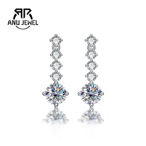 AnuJewel 1CT Moissanite Stud Earrings Gold Plated Elegant Rhinestone Decor D Color VVS1 for Women Fashion Jewelry for Party Daily Birthday Mother's Day Gifts