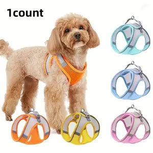 Comfortable & Safe Pet Vest with Reflective Strip, 1 Count Soft Mesh Pet Walking Harness with Leash, Pet Supplies for Small Dogs & Cats