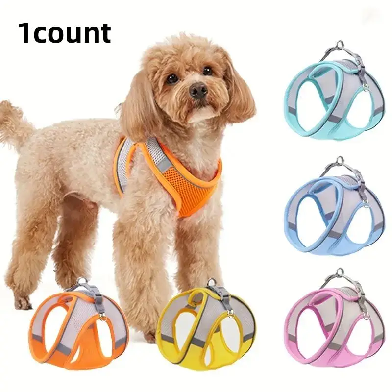 Comfortable & Safe Pet Vest with Reflective Strip, 1 Count Soft Mesh Pet Harness with Leash, Pet Supplies for Small Dogs & Cats