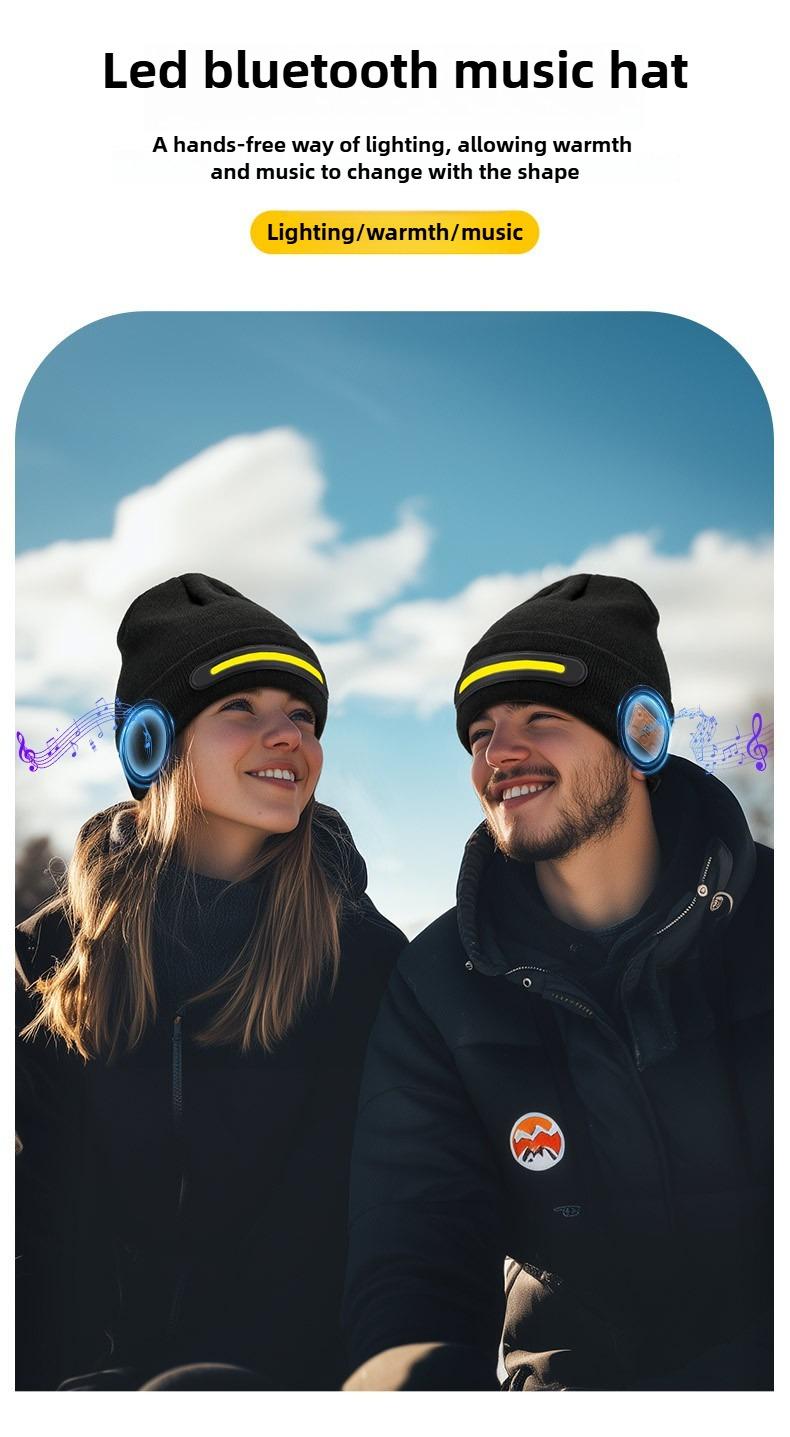 Bluetooth LED Woolen Hat – USB Rechargeable Unisex Winter Hat with Lights for Men, Women & Teens, Perfect Christmas & Birthday Gift, Stocking Stuffer – Black usb-c fast charging