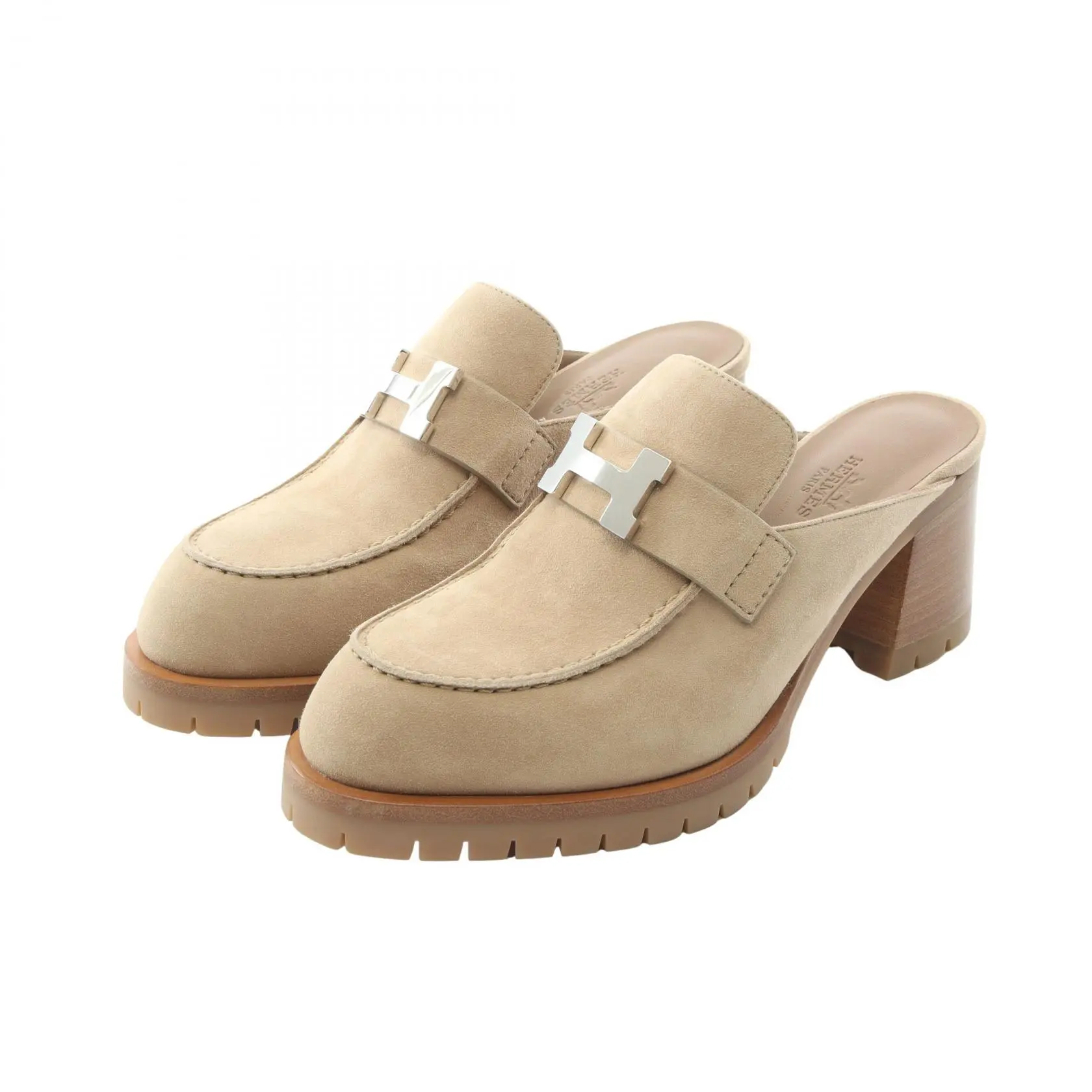 Pre-owned HERMÈS Suede Small Leather Goods Hermes Fleur Mules